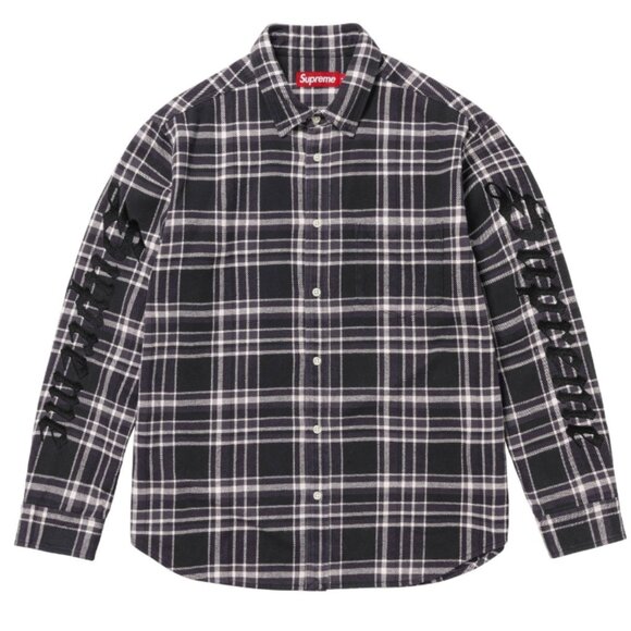 Supreme Old English Plaid Flannel Long Sleeve SS25- Black - XL - BRAND NEW! - Picture 1 of 2